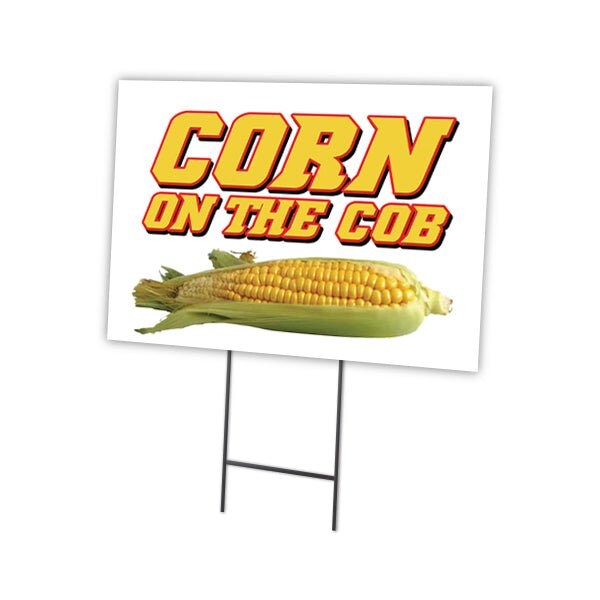 Corn On The Cob Yard Sign & Stake outdoor plastic coroplast window, C-1824 Corn On The Cob